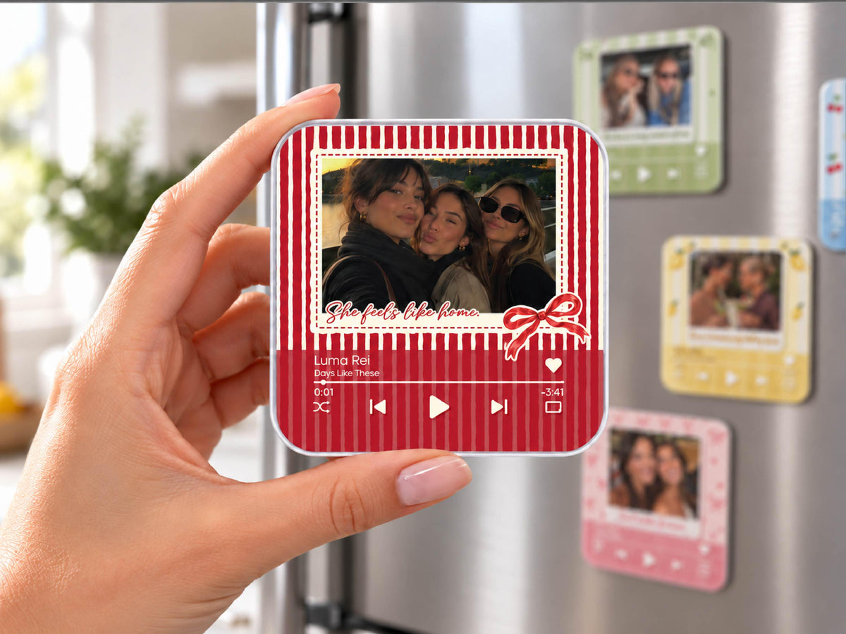 Personalized Sister Photo Fridge Magnet, Custom Music Magnet for Best Friend Wedding Day, Soul Sister Gift, Music Box, Maid of Honor Gifts