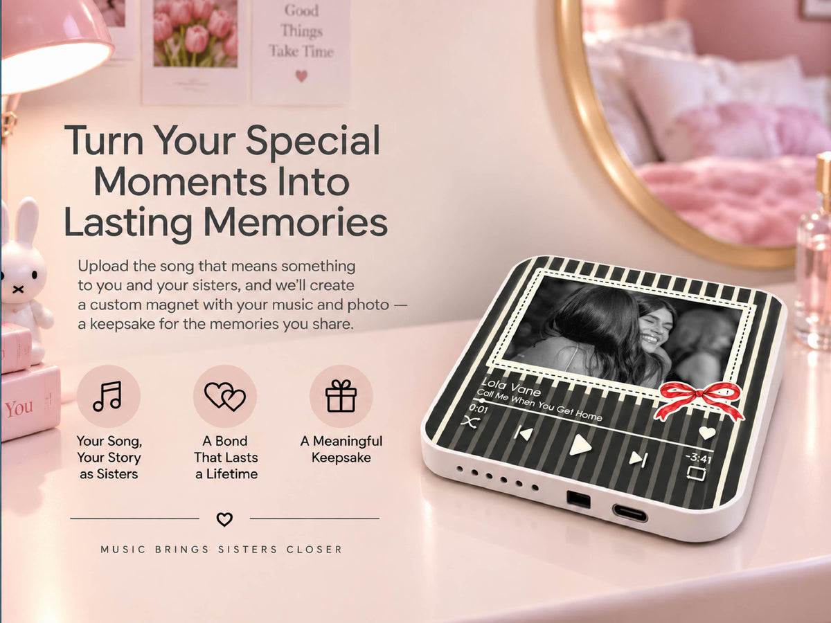 Personalized Sister Photo Fridge Magnet, Custom Music Magnet for Best Friend Wedding Day, Soul Sister Gift, Music Box, Maid of Honor Gifts