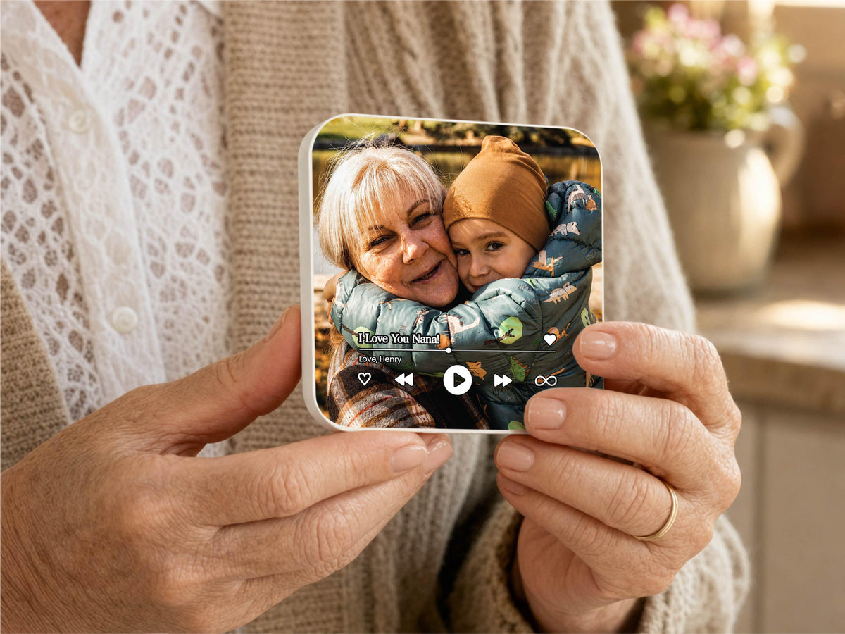 Personalized Grandparents Gift, Grandkids Voice Recording Magnet, Custom Photo Fridge Magnet, Grandma Grandpa Birthday Gift from Grandkids