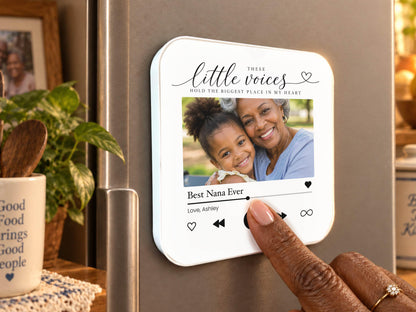 Personalized Grandparents Gift, Grandkids Voice Recording Magnet, Custom Photo Fridge Magnet, Grandma Grandpa Birthday Gift from Grandkids