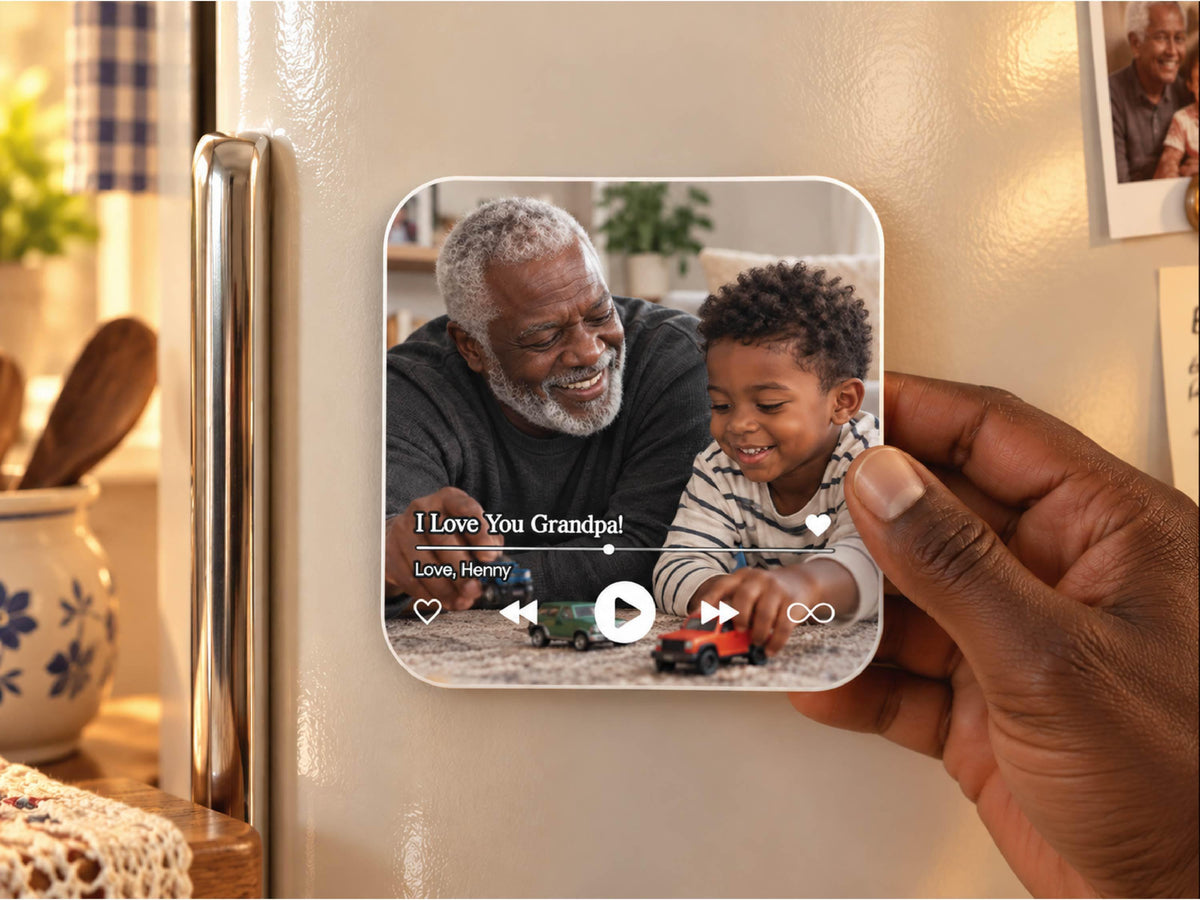 Personalized Grandparents Gift, Grandkids Voice Recording Magnet, Custom Photo Fridge Magnet, Grandma Grandpa Birthday Gift from Grandkids