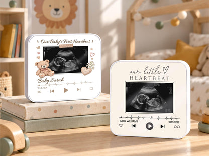 Personalized Baby Heartbeat Magnet, Pregnancy Reveal Fridge Magnet, Ultrasound Photo Keepsake, Pregnancy Announcement Gift, Baby Shower Gift