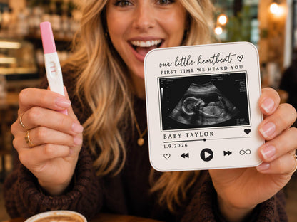 Personalized Baby Heartbeat Magnet, Pregnancy Reveal Fridge Magnet, Ultrasound Photo Keepsake, Pregnancy Announcement Gift, Baby Shower Gift