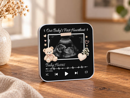 Personalized Baby Heartbeat Magnet, Pregnancy Reveal Fridge Magnet, Ultrasound Photo Keepsake, Pregnancy Announcement Gift, Baby Shower Gift
