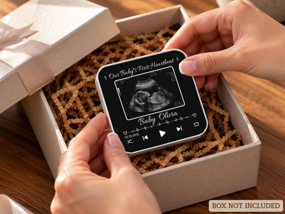 Personalized Baby Heartbeat Magnet, Pregnancy Reveal Fridge Magnet, Ultrasound Photo Keepsake, Pregnancy Announcement Gift, Baby Shower Gift