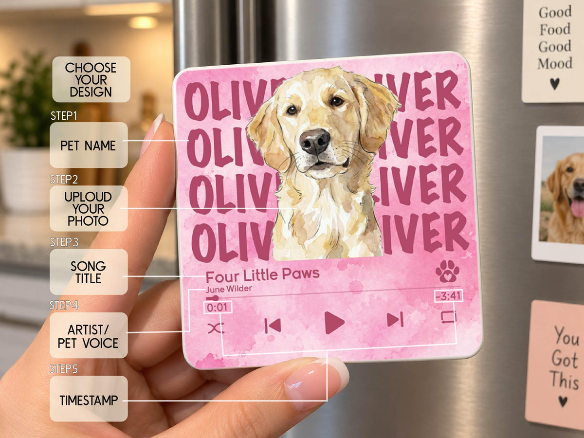 Custom Dog Photo Magnet, Personalized Pet Portrait Gift, Dog Lover Gift, Cat Mom Gift, Memorial Dog Gift, Loss of Pet Memorial Keepsake