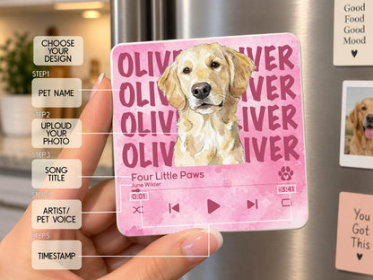 Custom Dog Photo Magnet, Personalized Pet Portrait Gift, Dog Lover Gift, Cat Mom Gift, Memorial Dog Gift, Loss of Pet Memorial Keepsake