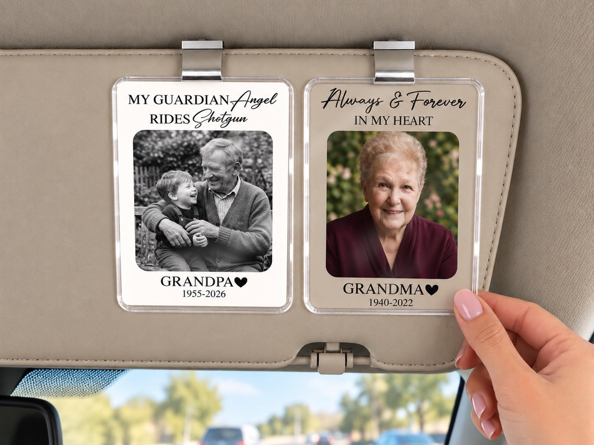 Personalized Memorial Photo Car Visor Clip, In Loving Memory Gifts, Drive Safe Gifts for Him, Sympathy Gift, Custom Loss of Dad Mom Keepsake
