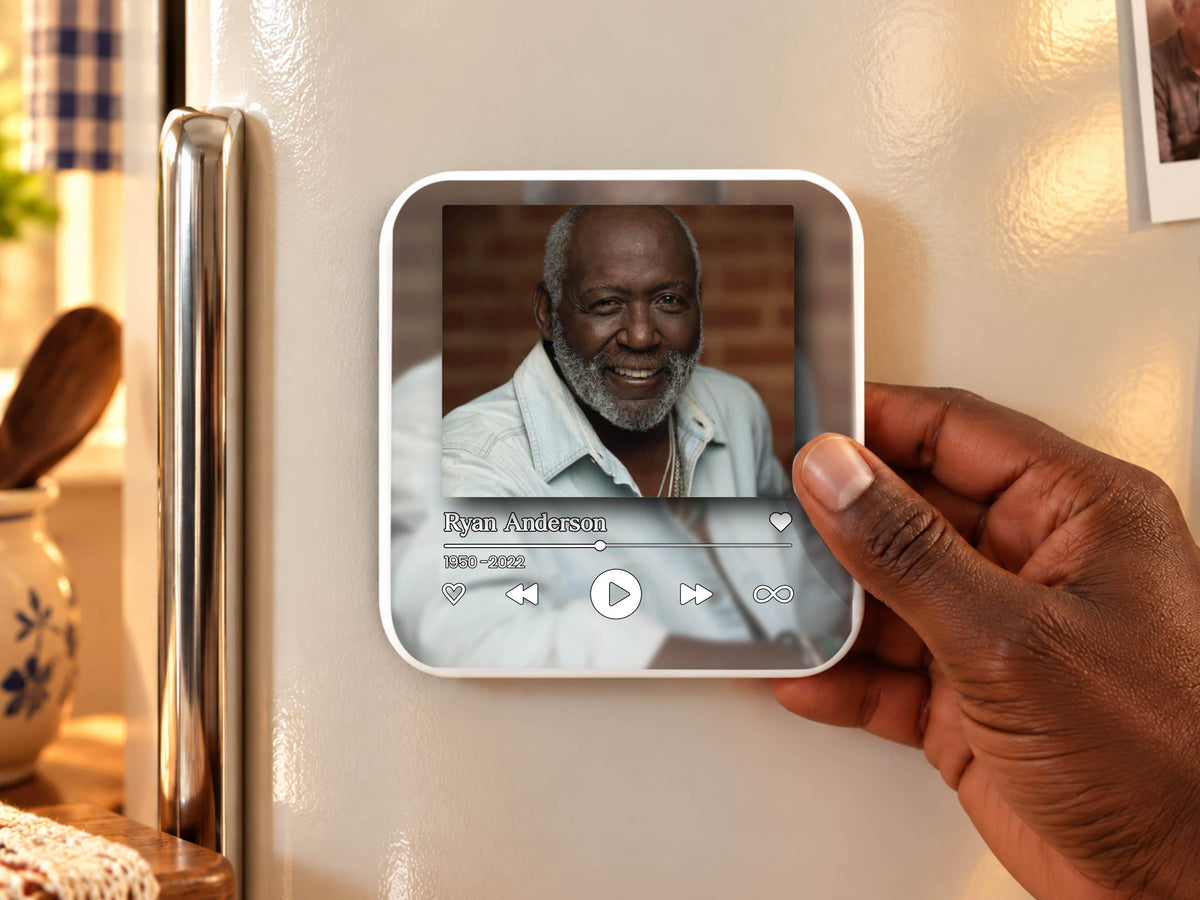 Personalized Memorial Music Magnet, In Loving Memory Custom Photo Magnet, Memorial Photo Frame, Remembrance Keepsake Loss of Mom Dad Gift
