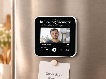 Personalized Memorial Music Magnet, In Loving Memory Custom Photo Magnet, Memorial Photo Frame, Remembrance Keepsake Loss of Mom Dad Gift