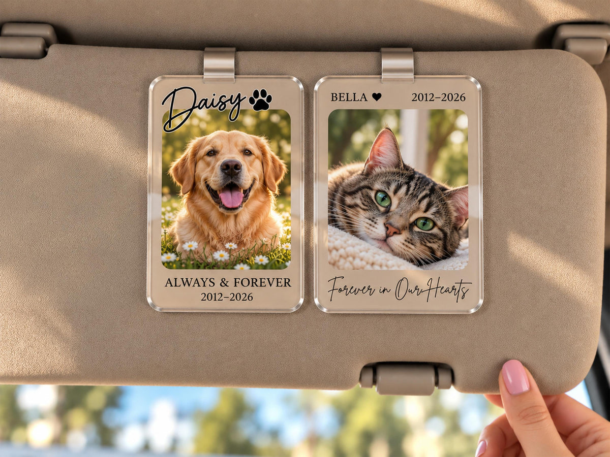 Personalized Dog Sympathy Gift, Pet Loss Memorial, In Loving Memory Keepsake, Custom Dog Photo Car Visor Clip, Dog Memorial Christmas Gifts
