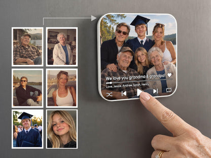 Custom Photo Merge Magnet, Personalized Family Photo Collage w/ Voice Record, Multiple Photos Into One Picture, Grandma Gift from Grandkids