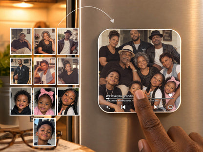 Custom Photo Merge Magnet, Personalized Family Photo Collage w/ Voice Record, Multiple Photos Into One Picture, Grandma Gift from Grandkids