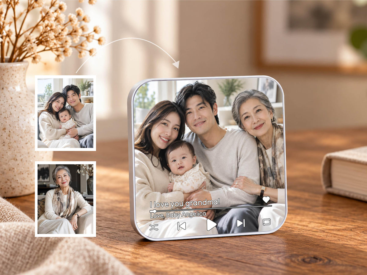 Custom Photo Merge Magnet, Personalized Family Photo Collage w/ Voice Record, Multiple Photos Into One Picture, Grandma Gift from Grandkids