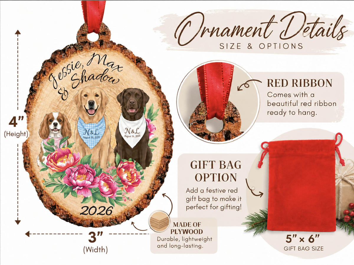 Personalized Pet Portrait Wood Ornament, Pet Memorial Gift for Pet Lovers, Pet Ornament, Pet Loss Sympathy Gift for Pet Owners, Cat Dog Gift