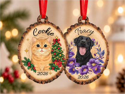 Personalized Pet Portrait Wood Ornament, Pet Memorial Gift for Pet Lovers, Pet Ornament, Pet Loss Sympathy Gift for Pet Owners, Cat Dog Gift
