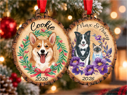 Personalized Pet Portrait Wood Ornament, Pet Memorial Gift for Pet Lovers, Pet Ornament, Pet Loss Sympathy Gift for Pet Owners, Cat Dog Gift