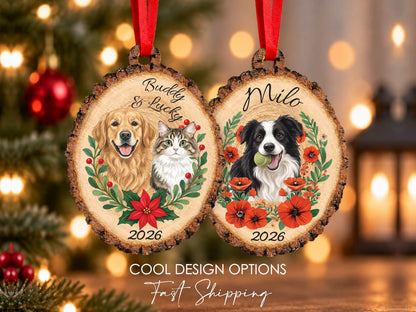 Personalized Pet Portrait Wood Ornament, Pet Memorial Gift for Pet Lovers, Pet Ornament, Pet Loss Sympathy Gift for Pet Owners, Cat Dog Gift