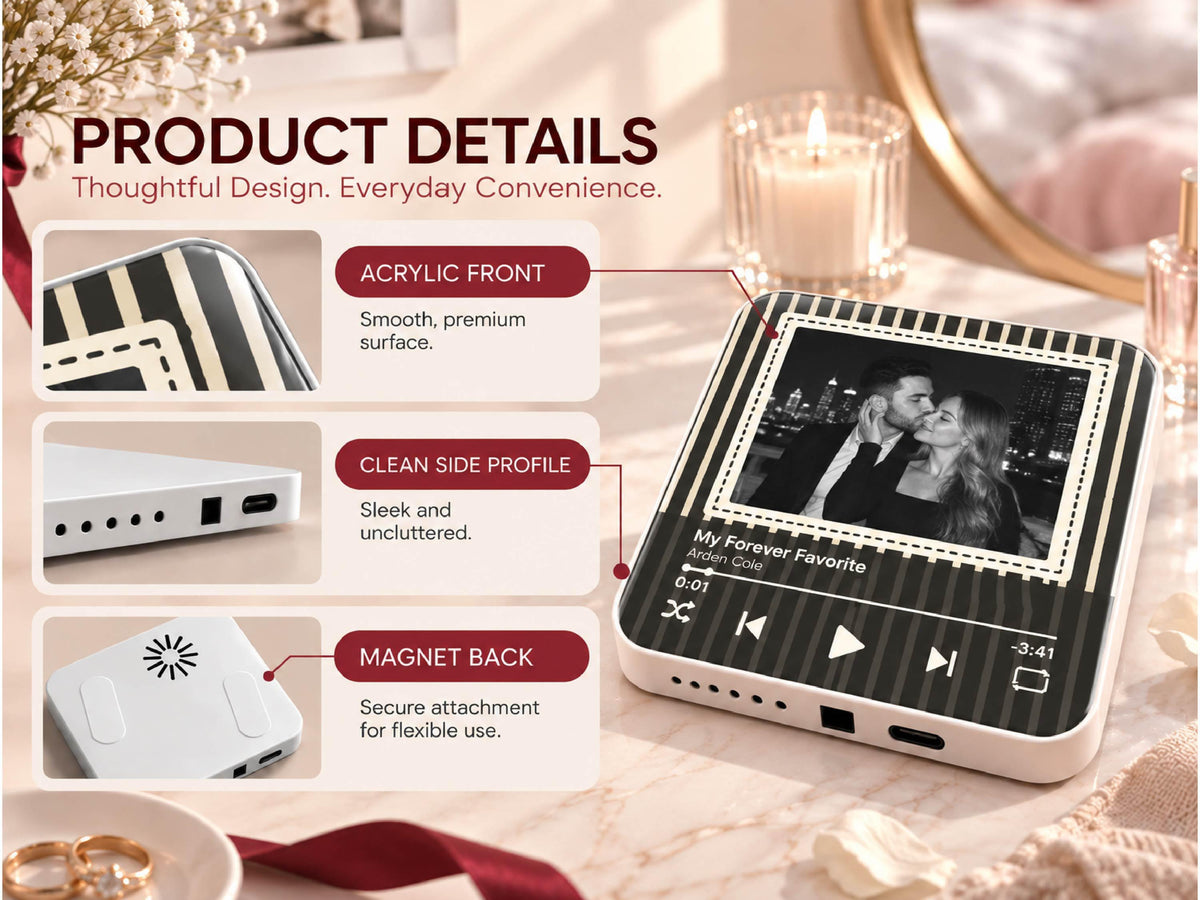 Anniversary Gift for Him, Personalized Photo Fridge Magnets, Christmas Gifts for Boyfriend, Custom Photo Music Box, Engagement Keepsake