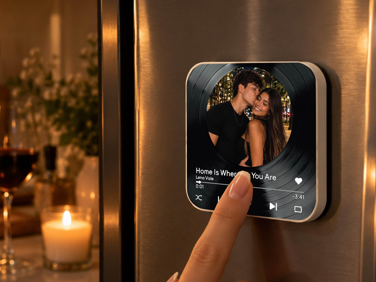Anniversary Gift for Him, Personalized Photo Fridge Magnets, Christmas Gifts for Boyfriend, Custom Photo Music Box, Engagement Keepsake