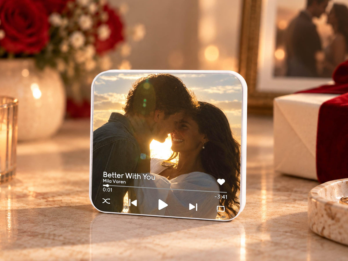 Anniversary Gift for Him, Personalized Photo Fridge Magnets, Christmas Gifts for Boyfriend, Custom Photo Music Box, Engagement Keepsake