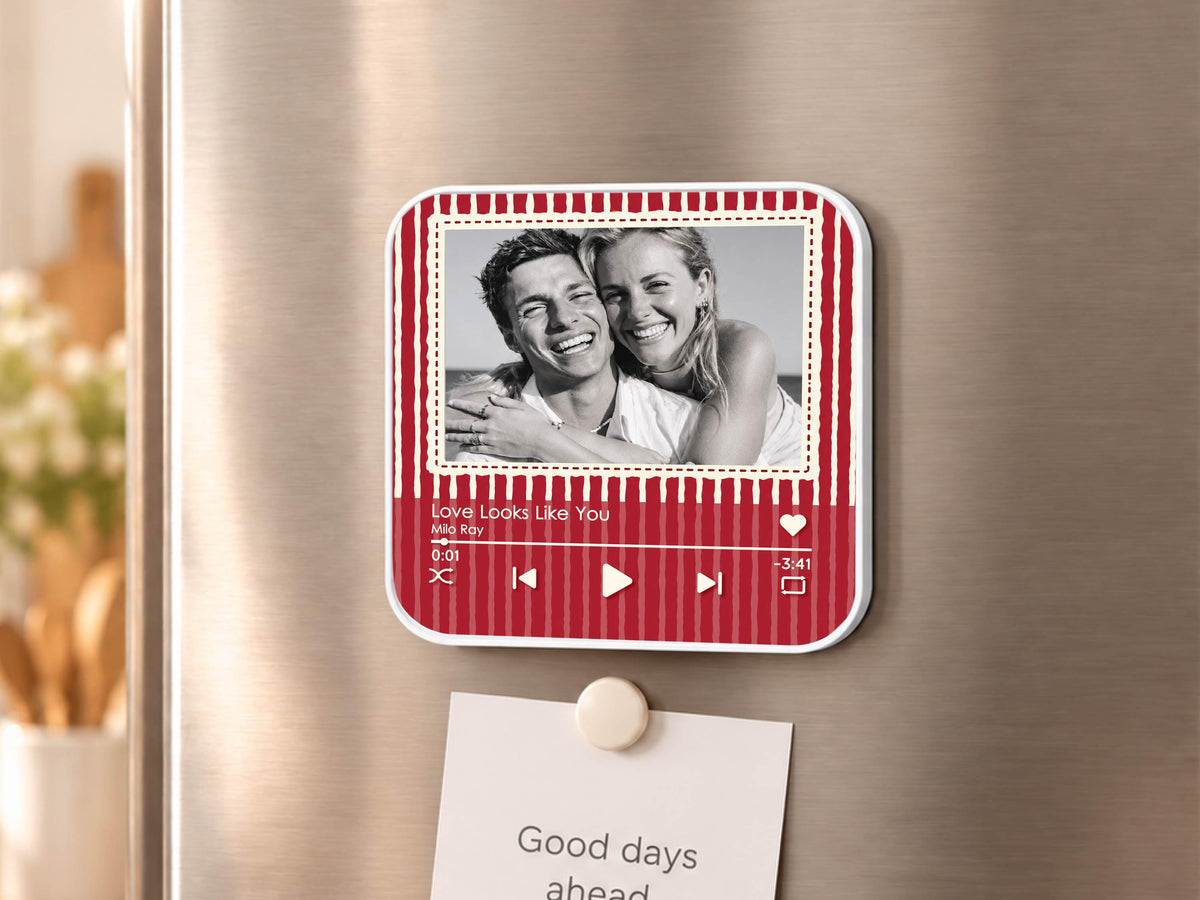 Anniversary Gift for Him, Personalized Photo Fridge Magnets, Christmas Gifts for Boyfriend, Custom Photo Music Box, Engagement Keepsake