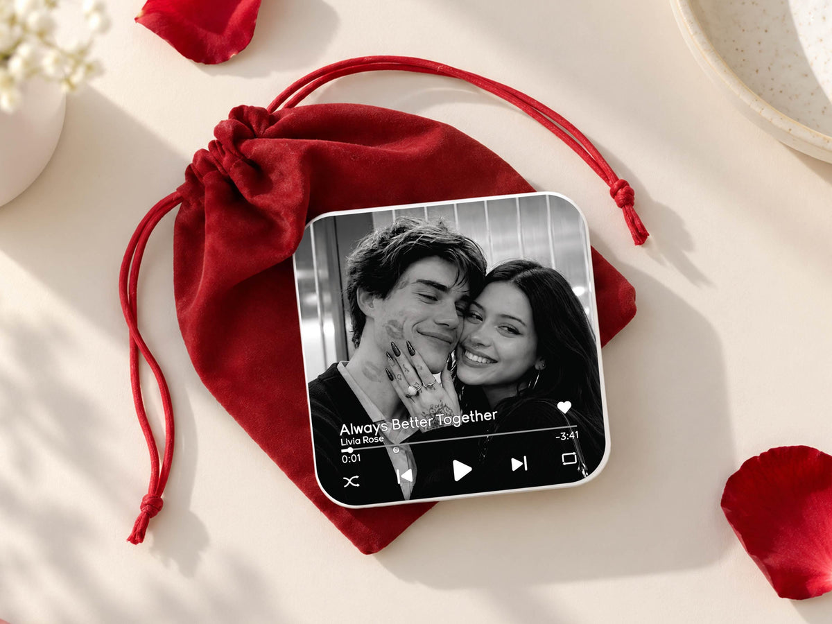 Anniversary Gift for Him, Personalized Photo Fridge Magnets, Christmas Gifts for Boyfriend, Custom Photo Music Box, Engagement Keepsake