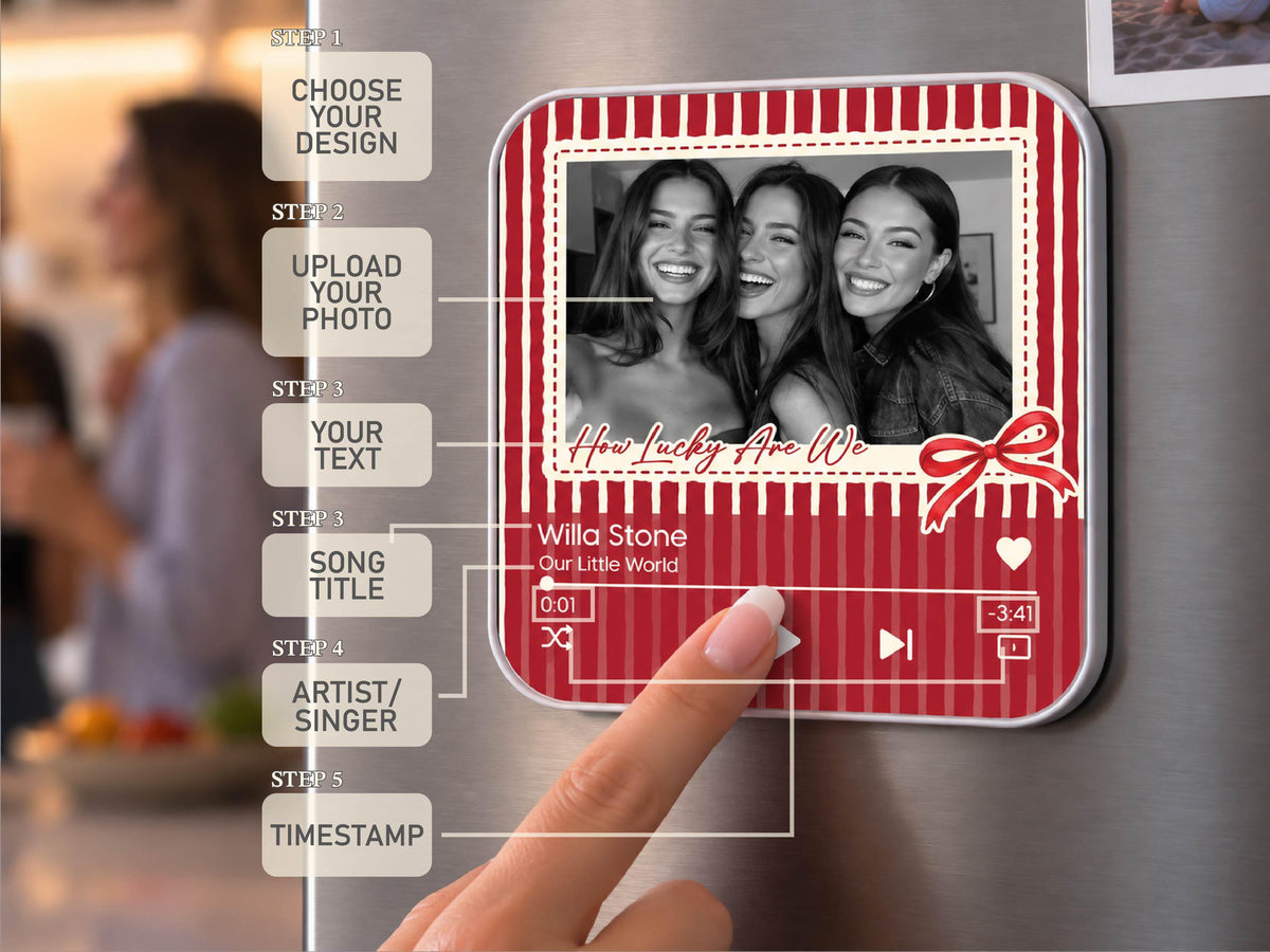 Personalized Sister Photo Fridge Magnet, Custom Music Magnet for Best Friend Wedding Day, Soul Sister Gift, Music Box, Maid of Honor Gifts