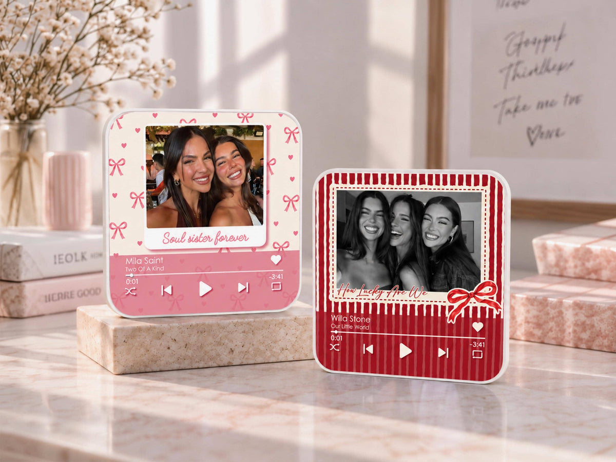 Personalized Sister Photo Fridge Magnet, Custom Music Magnet for Best Friend Wedding Day, Soul Sister Gift, Music Box, Maid of Honor Gifts
