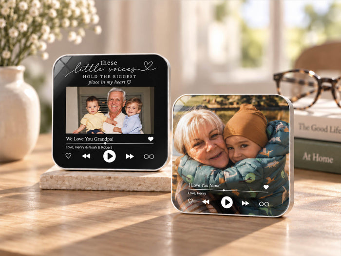Personalized Grandparents Gift, Grandkids Voice Recording Magnet, Custom Photo Fridge Magnet, Grandma Grandpa Birthday Gift from Grandkids