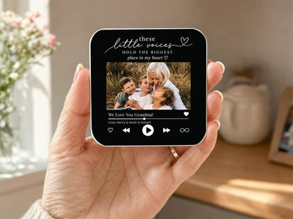 Personalized Grandparents Gift, Grandkids Voice Recording Magnet, Custom Photo Fridge Magnet, Grandma Grandpa Birthday Gift from Grandkids