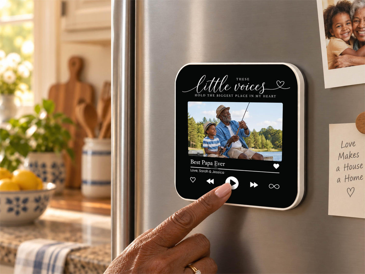 Personalized Grandparents Gift, Grandkids Voice Recording Magnet, Custom Photo Fridge Magnet, Grandma Grandpa Birthday Gift from Grandkids