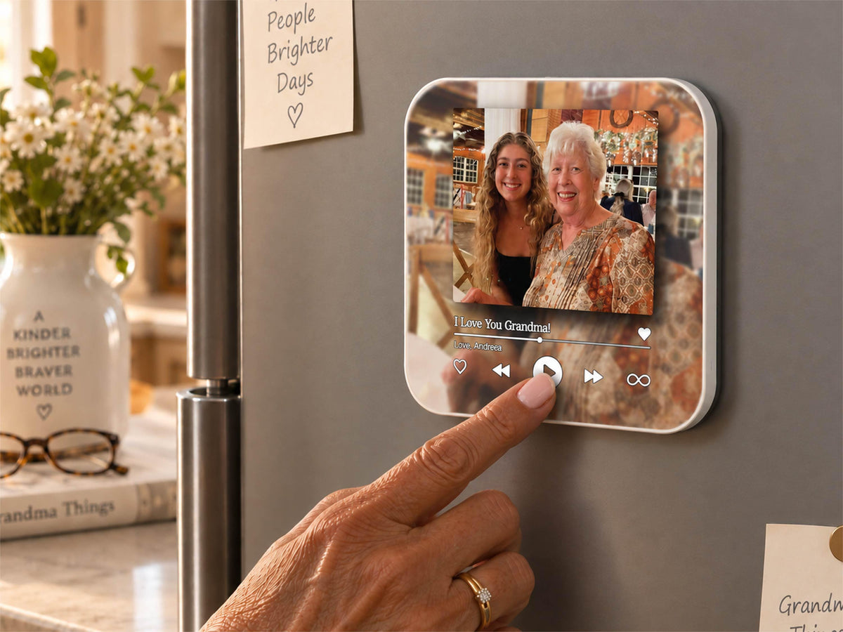 Personalized Grandparents Gift, Grandkids Voice Recording Magnet, Custom Photo Fridge Magnet, Grandma Grandpa Birthday Gift from Grandkids
