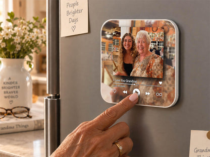 Personalized Grandparents Gift, Grandkids Voice Recording Magnet, Custom Photo Fridge Magnet, Grandma Grandpa Birthday Gift from Grandkids