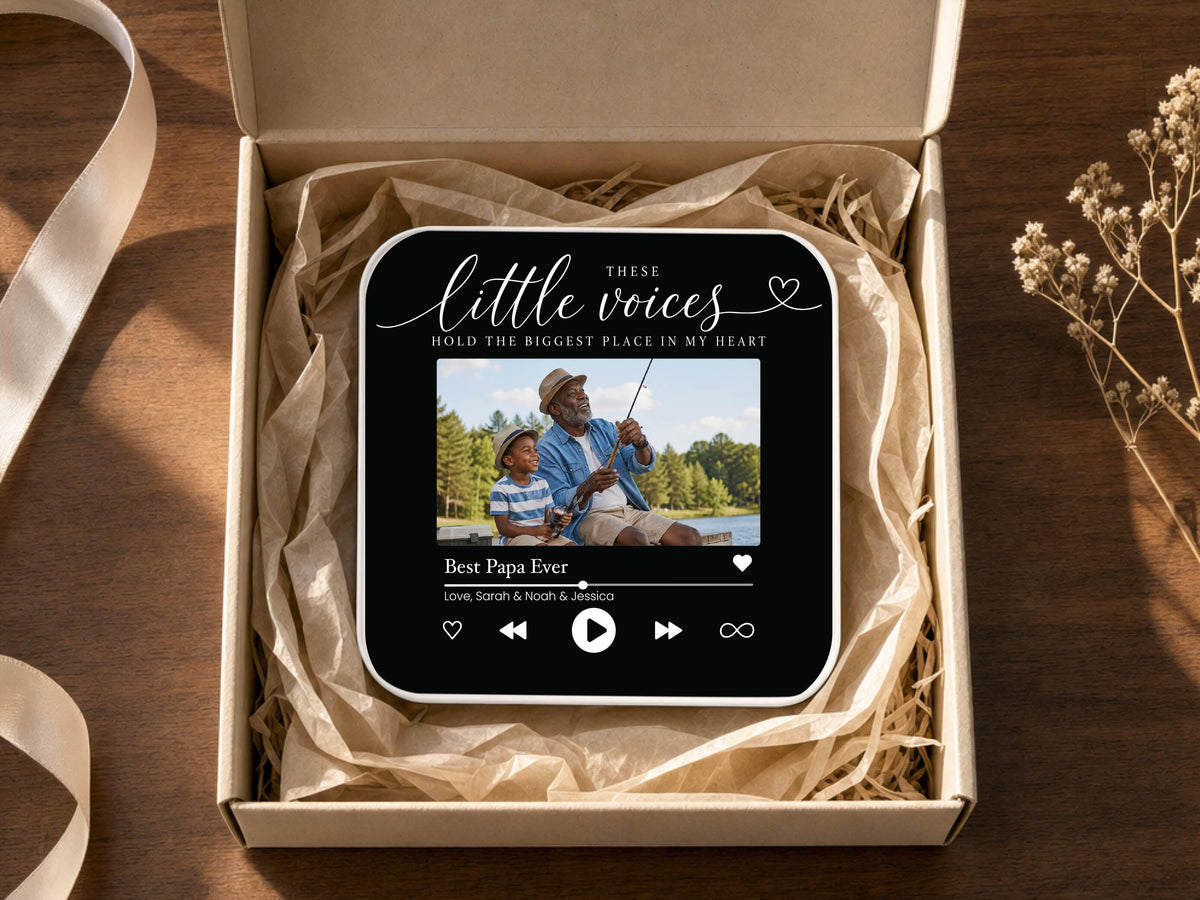 Personalized Grandparents Gift, Grandkids Voice Recording Magnet, Custom Photo Fridge Magnet, Grandma Grandpa Birthday Gift from Grandkids