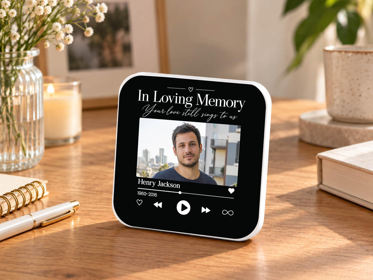 Personalized Memorial Music Magnet, In Loving Memory Custom Photo Magnet, Memorial Photo Frame, Remembrance Keepsake Loss of Mom Dad Gift