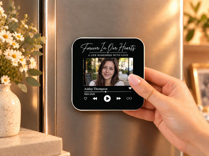 Personalized Memorial Music Magnet, In Loving Memory Custom Photo Magnet, Memorial Photo Frame, Remembrance Keepsake Loss of Mom Dad Gift
