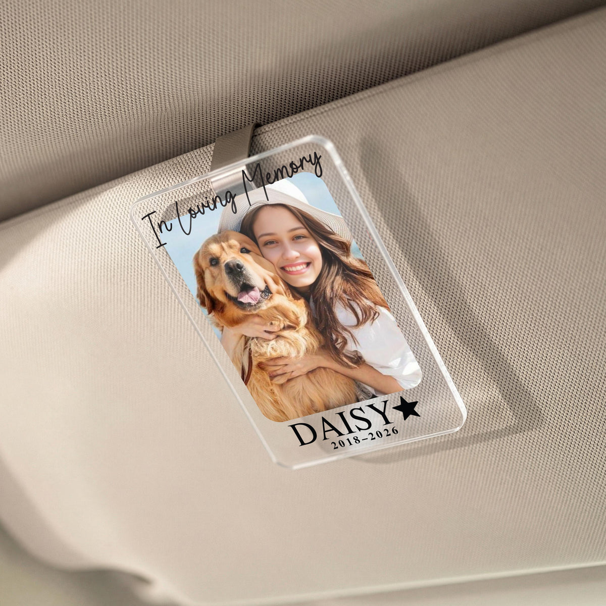 Personalized Dog Sympathy Gift, Pet Loss Memorial, In Loving Memory Keepsake, Custom Dog Photo Car Visor Clip, Dog Memorial Christmas Gifts