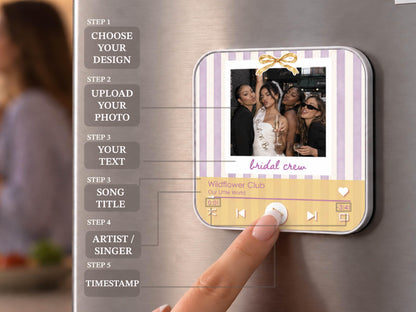 Personalized Bachelorette Photo Music Box Magnet, Music Player Gift for Maid of Honor, Bridesmaid Proposal Keepsake,Bachelorette Trip Favors