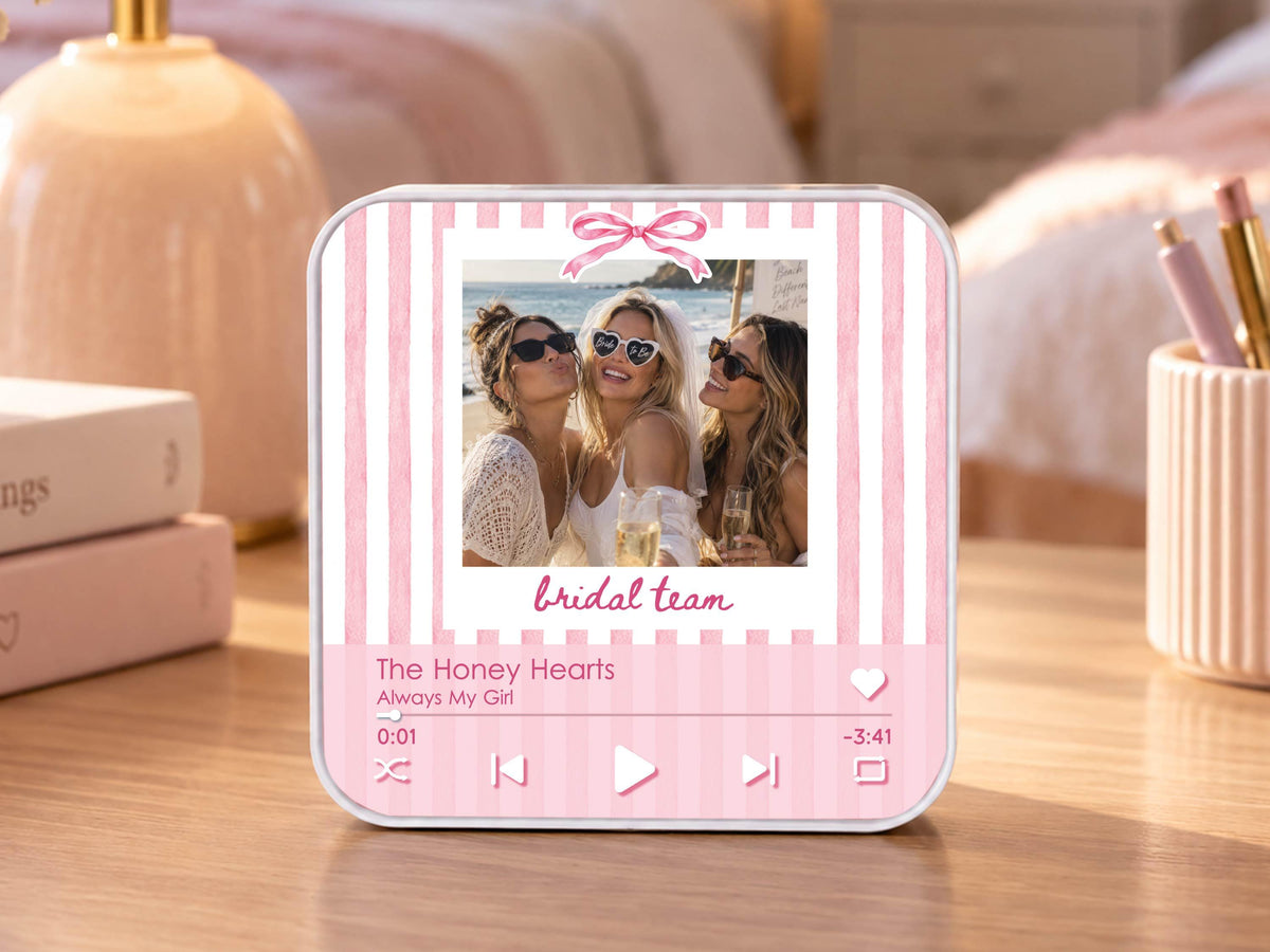 Personalized Bachelorette Photo Music Box Magnet, Music Player Gift for Maid of Honor, Bridesmaid Proposal Keepsake,Bachelorette Trip Favors