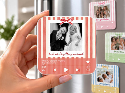 Personalized Bachelorette Photo Music Box Magnet, Music Player Gift for Maid of Honor, Bridesmaid Proposal Keepsake,Bachelorette Trip Favors