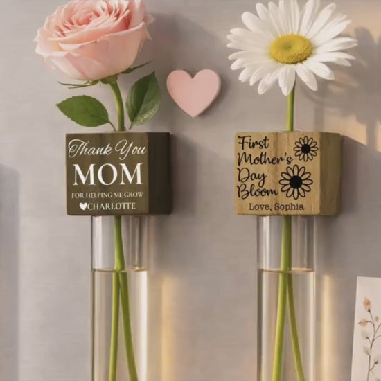 Flower Fridge Magnet Gift for Mom, Custom Mother's Day Gift Flower Holder, Magnet Vase for Flowers, Personalized Mom Gifts from Daughter