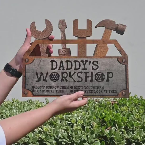 Personalized Wood Workshop Sign, Father's Day Gift
