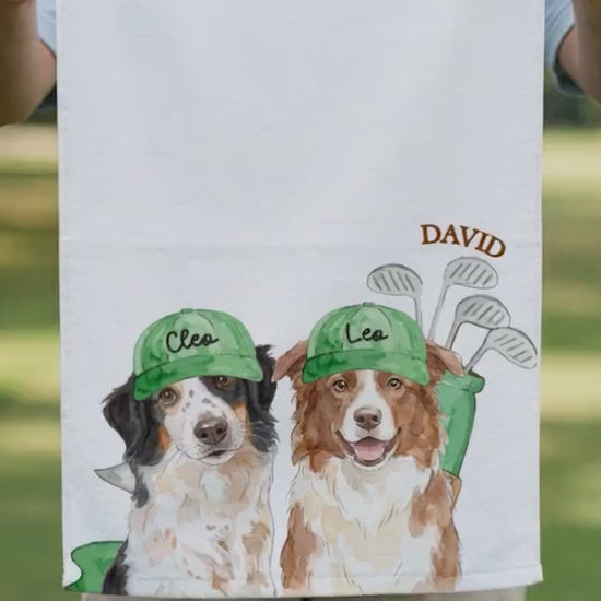 Personalized Pet Portrait Golf Towel with Photo, Dog Dad & Dog Mom Gifts, Cat Dog Lover, Pet Memorial Keepsake