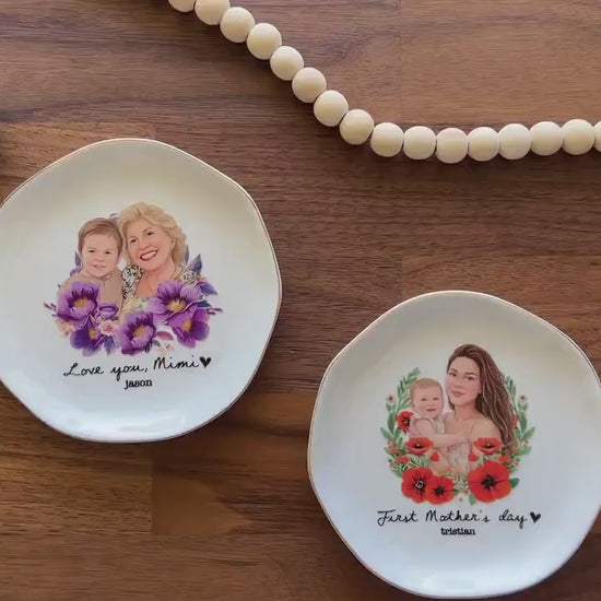 Personalized Photo Trinket Dish, Mothers Day Gift for Mom, Custom Ring Dish Gift for Grandma, Birthday Jewelry Dish, Trinket Tray Mom Gift