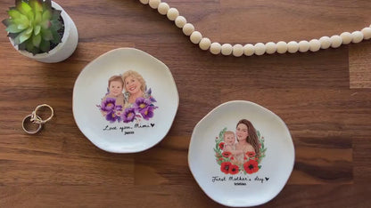 Personalized Photo Trinket Dish, Mothers Day Gift for Mom, Custom Ring Dish Gift for Grandma, Birthday Jewelry Dish, Trinket Tray Mom Gift