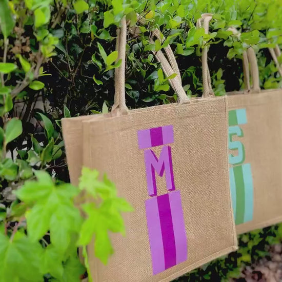 Bridesmaid Jute Tote Bags for Girls Birthday, Custom Bridesmaid Bag, Initial Beach Bag for Her, Bridal Shower Gift Bachelorette Party Favor
