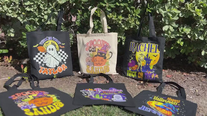 Personalized Halloween Tote Bag, Trick Or Treat Tote Bag, Halloween Bags for Kids Halloween Tote Bag for Gift, Candy Bags Halloween Basket