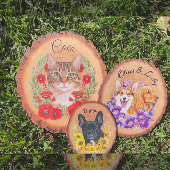 Custom Pet Portrait Wooden Sign, Pet Memorial Gift for Pet Lovers, Pet Photo Wall Art, Pet Loss Sympathy Gift for Pet Owners, Cat Dog Gift