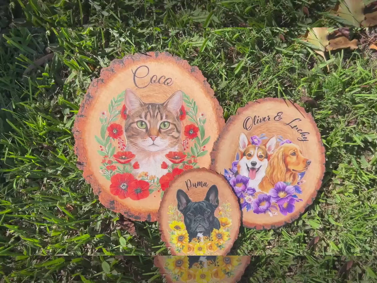Custom Pet Portrait Wooden Sign, Pet Memorial Gift for Pet Lovers, Pet Photo Wall Art, Pet Loss Sympathy Gift for Pet Owners, Cat Dog Gift